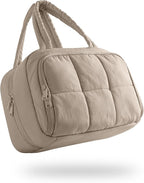 Travel Toiletry Bag for Women with Hanging Hook, Water Resistant Puffy Makeup Organizer with Leak Proof Pockets for Toiletries and Cosmetics - Khaki (Bag Only)