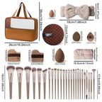 40Pcs Brown Makeup Brushes Set Professional Makeup Kit Multi-functional Makeup Tool Set with Case Facial Makeup Accessories, Foundation Makeup Brush Kit Eye and Face Make up Brushes & Tools