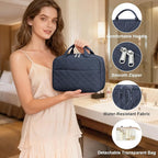 Travel Toiletry Bag For Women Small Hanging Toiletry Travel Makeup Bag lightweight Water-Resistant Toiletries Organizer case portable Cosmetic Bags For Women Blue