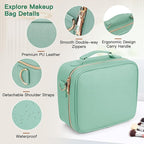 Travel Makeup Bag with LED Mirror, Cosmetic Bags for Women with Light up Mirror, Travel Essentials Makeup Organizer, Makeup Case with Adjustable Dividers and Brush Holder, 3 Color Lights