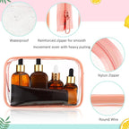 Weewooday 12 Pieces Clear Makeup Bags Cosmetic Storage Bags PVC Zipper Pouches Travel Waterproof Makeup Plastic Case for Women Organizing Toiletries Traveling Bathroom(Medium,Pink)
