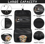 Travel Toiletry Bag for Women & Men Skull Cool Flower Hanging Cosmetic Organizer Portable Waterproof Makeup Case Make Up Bag with Compartments Travel Essentials for Bathroom Shower