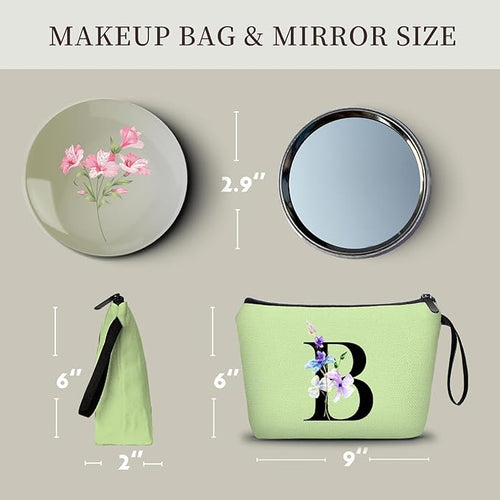Birthday Inspirational Bridesmaid Proposal Team Small Gifts for Women Mom Aunt Teacher Sister Coworkers Makeup Cosmetic Bag Travel with Mirror Mothers Day Christmas Graduation B