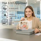 PACKISM Clear Makeup Bag - 2 Pack TSA Approved Toiletry Bag with Handle and 180° Large Opening, Sturdy Clear Toiletry Bag Fit Carry-on Travel Essential, Travel Bags for Toiletries, Creamy Off-White