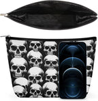 Women's Makeup Case, Large Zipper Cosmetic Case, Toiletry Bag, Travel Cosmetic Toiletry Bag Cool Funny Goth Skulls