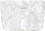 STARDW Aesthetic Floral Makeup Bag Cute Small Cosmetic Bags for Women Girls, Travel Toiletry Bag Large Capacity Zipper Makeup Pouch, Purse Organizer Pouches (Embossed white)