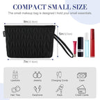 Gloppie Small Makeup Bag for Purse Portable Cosmetic Bag Puffy Padded Makeup Pouch Wristlet Pouch for Women Black