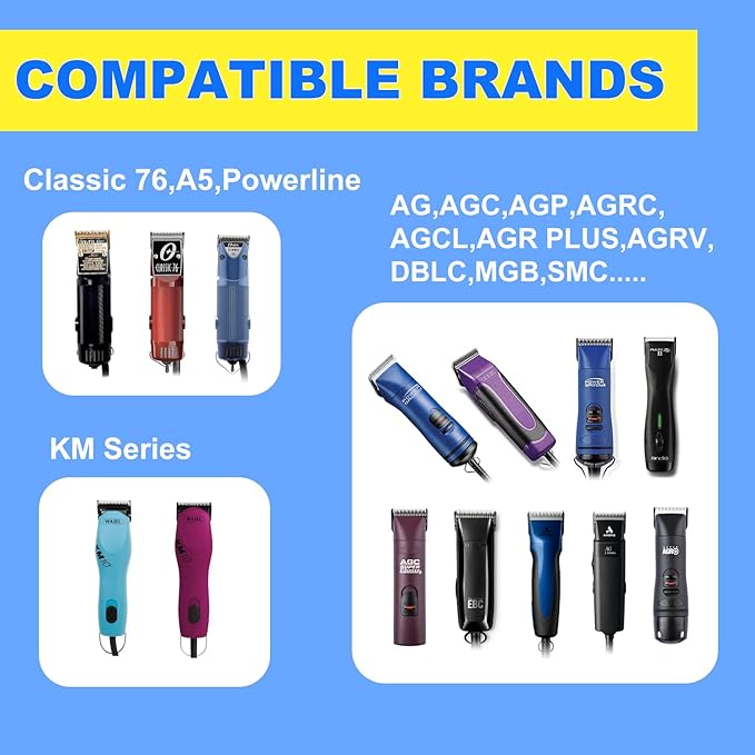 10#/4FC/5FC/7FC Silver Detachable Clipper Ceramic Blades, Dog Grooming Clipper Replacement Blades Compatible with KM Series Clippers, Most A5, Size-10#/4FC/5FC/7FC, Cut Length 1.5mm to 9.5mm, 4 Packs
