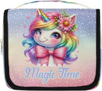 Travel Toiletry Bag for Women & Men Unicorn Flower Animal Colorful Hanging Cosmetic Organizer Portable Waterproof Makeup Case Make Up Bag with Compartments Travel Essentials for Bathroom Shower