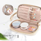 Makeup Bag for Girls Gift, Personalized Christmas Gifts Initial Women Makeup Bag for Travel, Double Layer Cosmetic Bag with Brush Organizer Preppy Make up Bag for Teen Girl Trendy - T