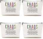 4pcs Chaos Coordinator Makeup Bag Chaos Coordinator Gifts for Women Cosmetic Bag, Thank You Gifts for Women Her Moms Manager Colleagues Retirement Boss Gift, Makeup Pouch Zipper Bags