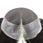 FACE MIRACLE Toupee for Men French Lace Hairpiece Human Hair Replacement System Skin PU Mens Toupee Hair Wigs for Man V-Looped Front Hair Prosthesis 6"X9" #2 Darkest Brown