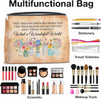 Floral Makeup Bag Gifts for Women What a Wonderful World Floral Butterfly Cosmetic Bag Zipper Makeup Pouch