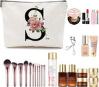 Initial A-Z Personalized Letter Makeup Bag, Monogrammed Bridesmaid Gifts/Presents Cosmetic Bag, Portable Stationery Storage Organizer Pouch, Friendship Love Travel Makeup Bags