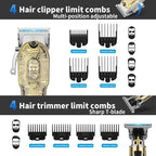 HIENA PRO Hair Clippers for Men Professional, Cordless Barber Clipper and T-Blade Beard/Hair Trimmer Set, Electric Razor Foil Shaver Nose Trimmer Barber Kit, Men's Hair Cutting Kit (814 Set)