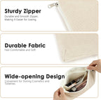 Corduroy Makeup Bag, Travel Cosmetic Bag Organizer Toiletry Bag Make Up Bags with Zipper & Compartments for Women Girls