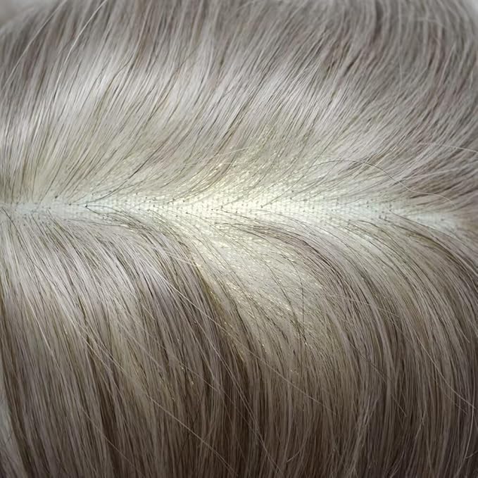 FACE MIRACLE Lace Front Mens Toupee Human Hair System Swiss Lace Center Toupee for Men Thin Skin PU Around Hair Replacement System V-Looped Mens Hair Wig Units 6"X9" #1B80 Off Black with 80% Gray