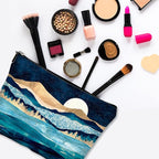 Cute Makeup Bag for Purse Canvas Waterproof Funny Cosmetic Bags for Women Zipper Travel Toiletry Pouch-Mountain Moon Lake Makeup Bags