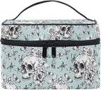 Skull Makeup Bag, Vintage Goth Skull Butterfly Makeup Organizer Bags Toiletry Bag Box Travel Cosmetic Bag Make Up Train Case for Women Teen Girl Ladies