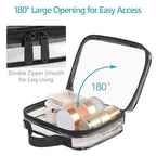 PACKISM Clear Makeup Bag - 2 Pack TSA Approved Toiletry Bag with Handle and 180° Large Opening, Clear Toiletry Bag Fit Carry-on Travel Essential, Travel Bags for Toiletries, Black