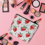 Strawberry Cosmetic Travel Bag For Toiletries, Summer Fruits Strawberry Red Makeup Bag Toiletry Bags For Women, Flax Cosmetic Bags Make Up Bag Purse Toiletries Bag Birthday Gift