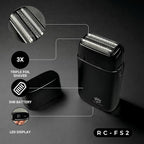 Royal Clips - Fade Kit 2.0 Foil Shaver- Professional Hair Shaver for Men- 3 Blade Design for Close Shave- Cordless & Rechargeable- Holiday Gift for Men, Fathers, Brothers & Barbers -LCD Screen (Black)