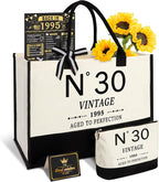 30th Birthday Gifts for Women Canvas Tote Bag Travel Gear, Unique 30 Years Old Gifts for Wife Sister Mom Aunt Friends Her, Vintage N°30 Handbag & Cosmetic Bag & Back in 1995 Poster