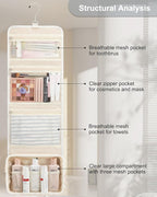 Relavel Hanging Toiletry Bag for Women, Hanging Makeup Organizer with Travel Size Toiletries, Portable Bathroom Travel Bag with Hook for Shaving Kit, Shampoo, Conditioner for Trip - Plaid