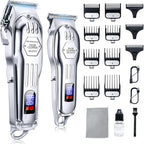 Professional Cordless Hair Clippers for Men, Trimmers Set and Barber Clippers for Haircut, Beard Trimmer Kit with LCD Display, Grooming Set, Rechargeable Hair Cutting Machine for Family