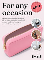 Embla Makeup Bag Travel Cosmetics Pouch and Toiletry Bag, Nylon Zipper Pouch Purse, Cute Make Up Organizer Storage Tote for Women Girls, Travel Skincare Case, Small Makeup Bags, Flamingo Pink