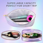 Hiroyuki Iridescent Quilted Makeup Bag, 3pcs Cute Makeup Bag Set, Large Capacity Cosmetic Organizer Travel Toiletry Pouch (plain, purple)