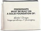 Friendship Gifts Makeup Bag, Funny Gifts for Women Friends, Best Friend Bestie Gifts Foundations of Friendship Zipper Makeup Pouch