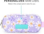 mibasies Girls Pencil Case for Kids, Multi-Slot Pencil Pouch, Daisy Purple