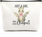 Dragon Makeup Bag for Girls, Cute Dragon Gift for Women, Gifts for Dragons Lovers,Small Dragon Lover Travel Cosmetic Bag Zipper Pouch for Daughter granddaughter,Cool Dragons Lovers Gifts for Birthday