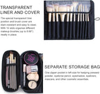 Makeup Brush Bag, Travel Makeup Brush Case Makeup Brush Holder Organizer Cosmetic Bag Portable Roll Up Brush Storage Bag for Makeup Brushes and Cosmetic Essentials (Black)