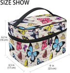 Makeup Bag, Vintage Butterfly Hand Written Text Travel Makeup Organizer Bag Cosmetic Cases Toiletry Bags for Girl Women Ladies