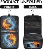 Travel Toiletry Bag for Women & Men Space Water Fire Hanging Cosmetic Organizer Portable Waterproof Makeup Case Make Up Bag with Compartments Travel Essentials for Bathroom Shower