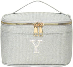 EURYNOME Makeup Bag with Custom Letter Y, Water-Resistant Travel Organizer Pouch, (8.3x5.1x5.1 Inch) Cosmetic Case for Women