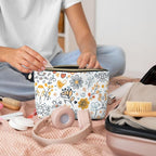 Womens Leather Makeup Bag Cosmetic Bag Travel Toiletry Bags Make Up Bags for Women Adult (Boho·Floral)