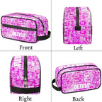 Custom Travel Toiletry Bag for Women, Large Makeup Bag, Cosmetic Bag, Comestic Essentials for Women, Watercolor Pink Leopard