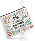 Dental Professional Makeup Bag - I'm Silently Judging Your Teeth Zipper Pouch for Caregivers & Graduates