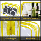 16 Pieces Clear Makeup Bag PVC Zippered Clear Toiletry Carry Pouch Portable Cosmetics Bag Waterproof Makeup Bag Vinyl Plastic Organizer Case for Travel Vacation Bathroom (Yellow-M)