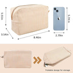 GFU Cosmetic Bags for Women, Seersucker Cosmetic Bag, Travel Toiletry Stripe Makeup Bag, Large Women Aesthetic Organizer Storage Pouch, Girls Handbags Purses, Orange