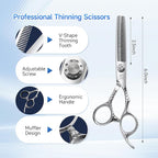 Fenice Peak 6'' Hair Cutting Scissors Set 440C Stainless Steel Barber Shears Kit with Cutting & Thinning Scissors