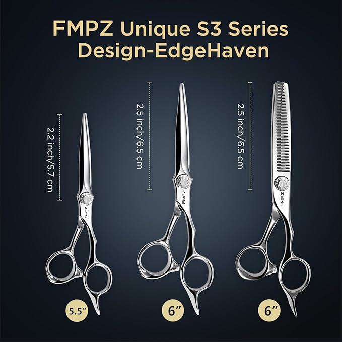 6" Hair Cutting Scissors Professional Barber Scissors, Hair Cutting Shears with 440C Steel - 60HRC Hardness Extremely Sharp with Ergonomic for Salon & Home Use (6'' Professional Hair Shears)