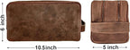 RUSTIC TOWN Full Grain Leather Travel Toiletry Bag - Cosmetic Makeup Kit Organizer (Brown)