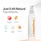 Simpletics Himalayan Sea Salt Hair Spray (Tropical Scent) – Natural 5-Ingredient Formula for Beach Waves & Volume – Light Hold, Non-Greasy, Paraben & Sulfate Free – Unisex 8 fl oz