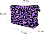Cute Travel Makeup Bag Cosmetic Bag Small Pouch Gift for Women (Cheetah Print Purple)