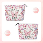MOLAIGIN Just A Girl Who Love Butterfly Cute Butterflies Cosmetic Bag For Women, Travel Makeup Bag, Toiletry Zipper Bag, Large Capacity Aesthetic Cases