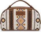 Montana West Wrangler Makeup Bags for Women Portable Aztec Toiletry Bag Southwestern Travel Cosmetic Organizer for Gift